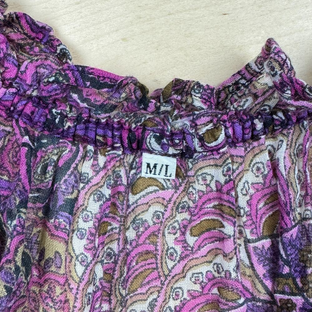 Vintage 1970s Purple Short Sleeve Tiered Gauzy Cotton Midi Dress - Picture 6 of 8